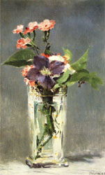 Edouard Manet Carnations and Clematis in a Crystal Vase